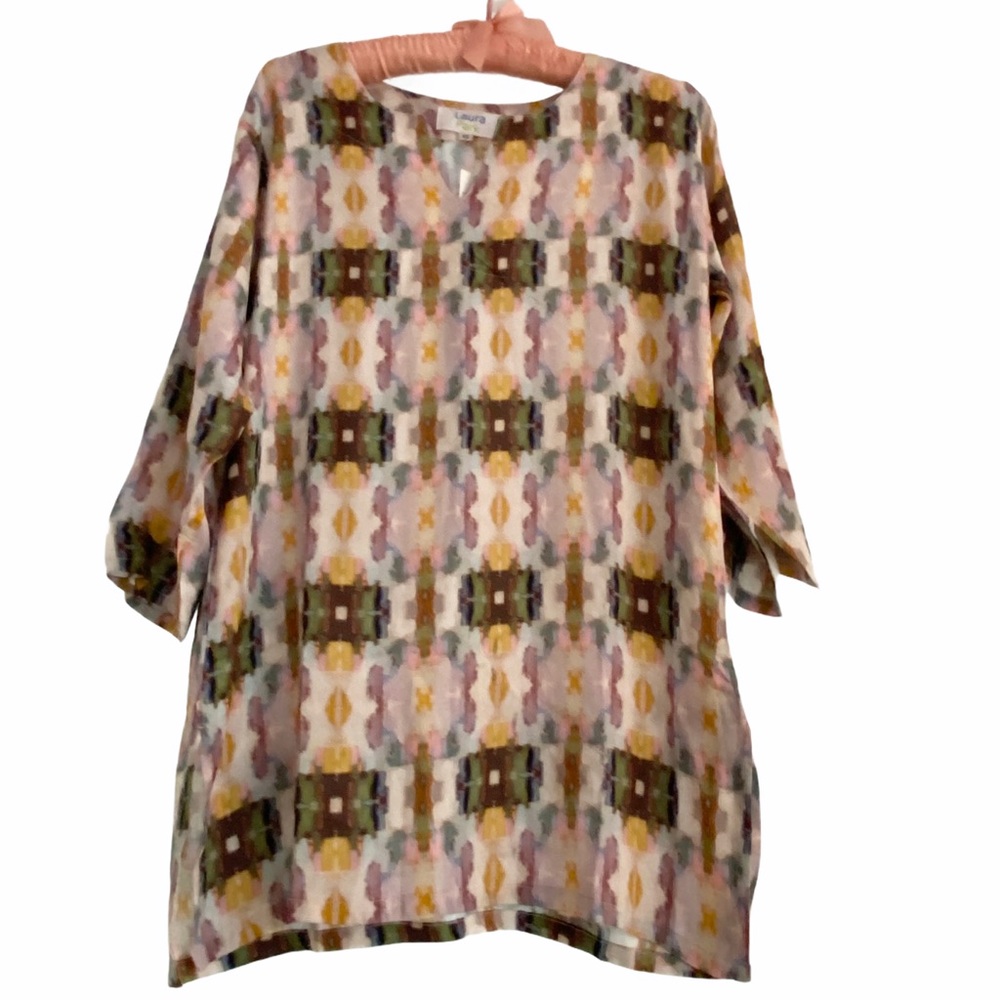 Multicolor Geometric Pattern Tunic Top